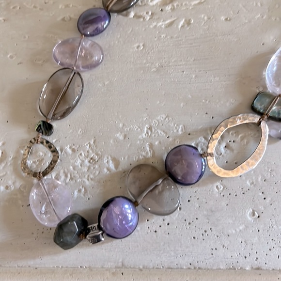Silpada Amethyst, Sterling Silver, Shell and Cord Necklace - Picture 2 of 5